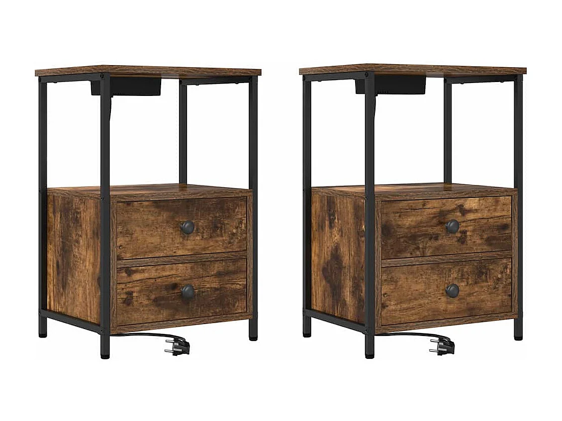 Nachttisch mit Speicher 2 pcs Geräucherte Eiche 40 x 31 x 60 cm SHL58978