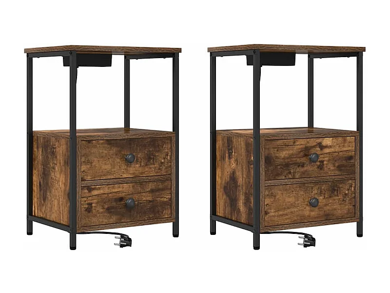 Nachttisch mit Speicher 2 pcs Geräucherte Eiche 40 x 31 x 60 cm SHL58978
