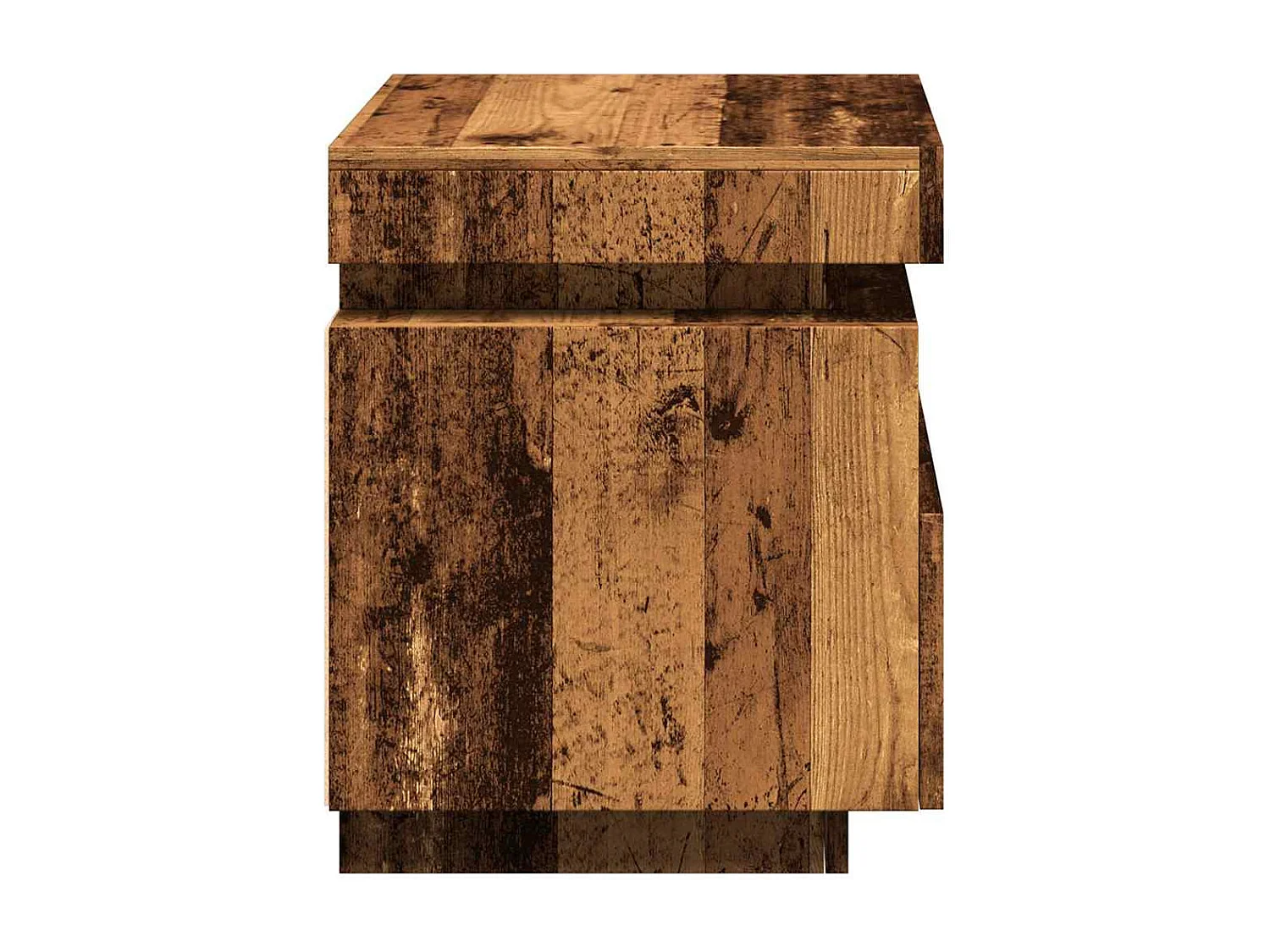 Mesita de noche | Mesilla de noche con luces LED madera envejecida 40x39x48,5 cm