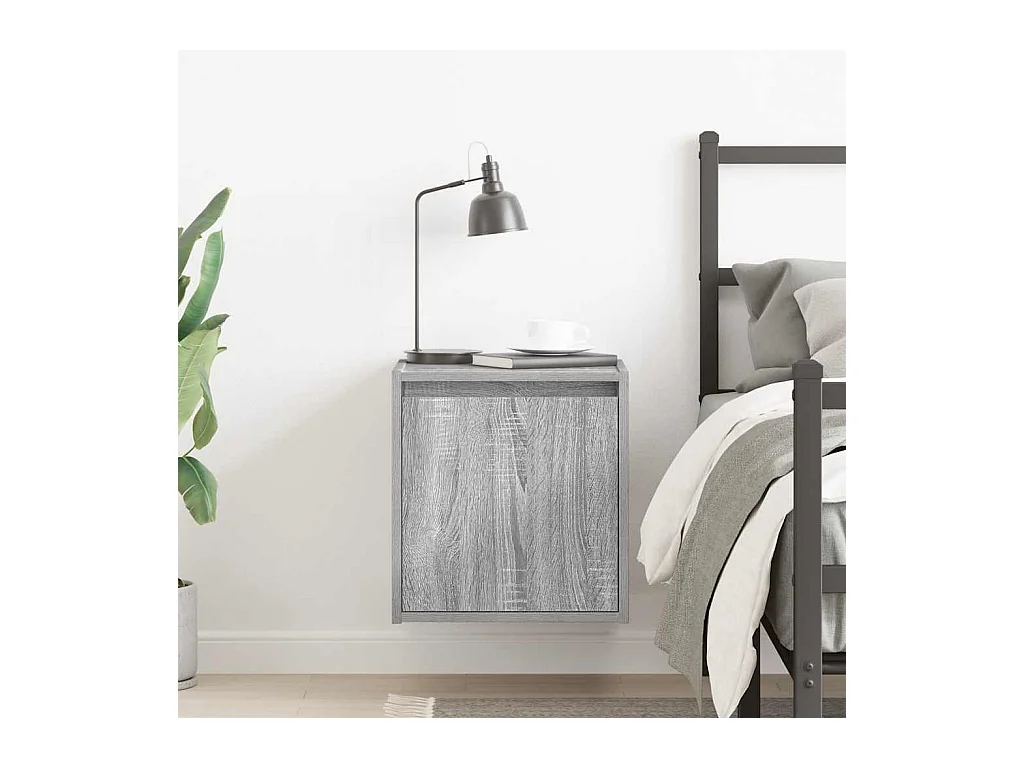 Mesilla de noche | Mesita de noche de pared gris Sonoma 38x34x40 cm