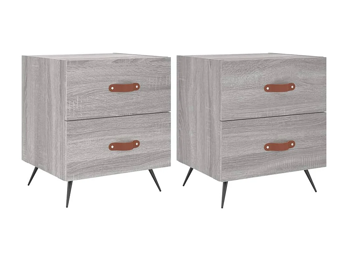 Nachttisch 2er Set-Beistelltisch-Nachttischkommode Grau Sonoma 40x35x47,5 cm Holzwerkstoff SHL65813