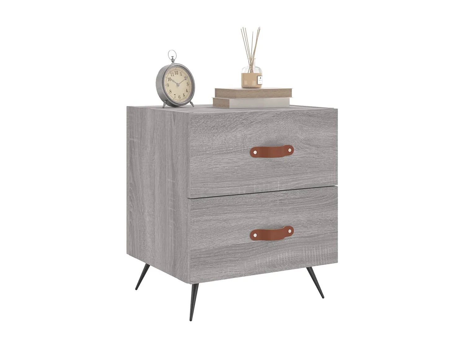 Nachttisch 2er Set-Beistelltisch-Nachttischkommode Grau Sonoma 40x35x47,5 cm Holzwerkstoff SHL65813