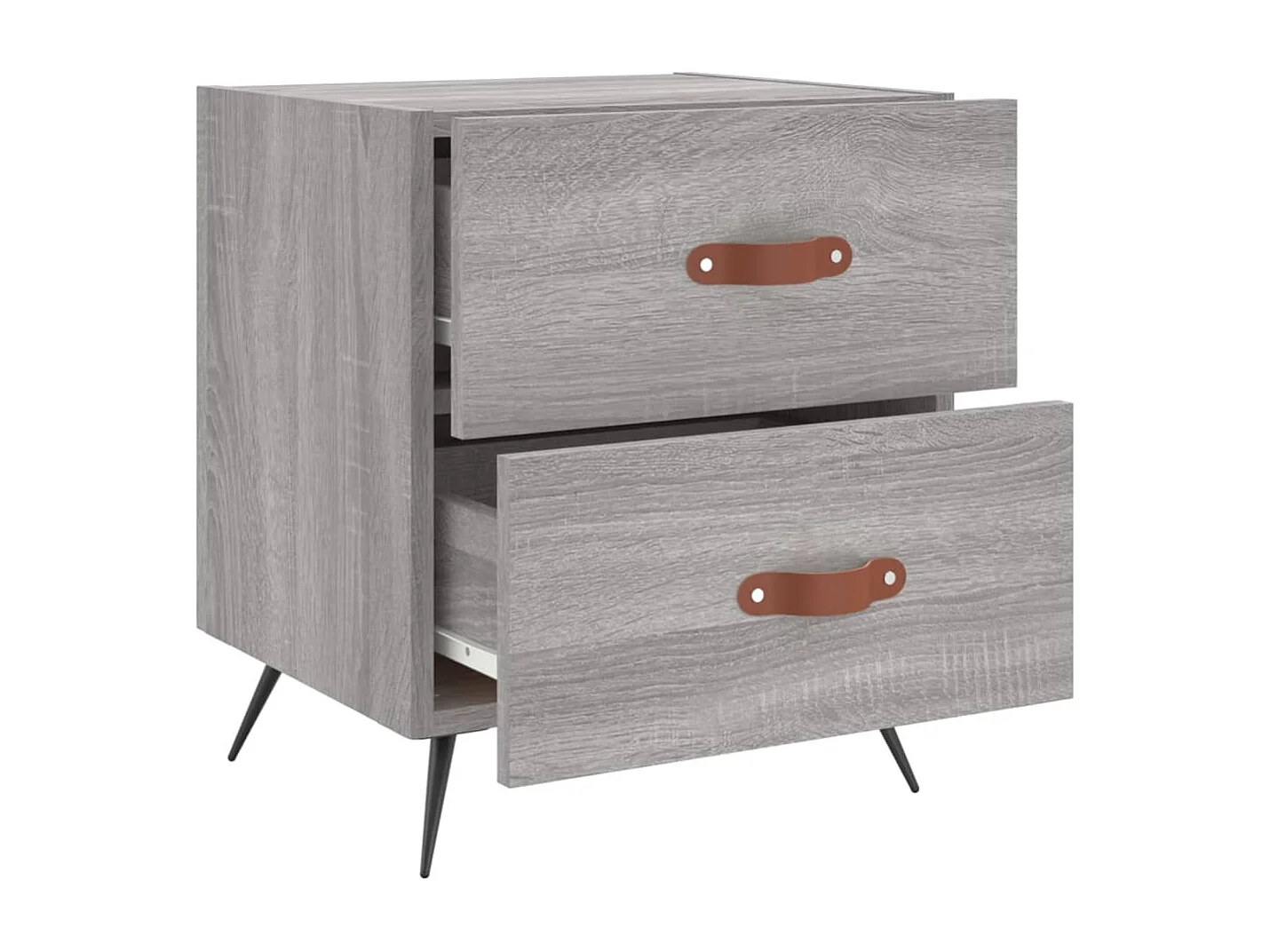 Nachttisch 2er Set-Beistelltisch-Nachttischkommode Grau Sonoma 40x35x47,5 cm Holzwerkstoff SHL65813