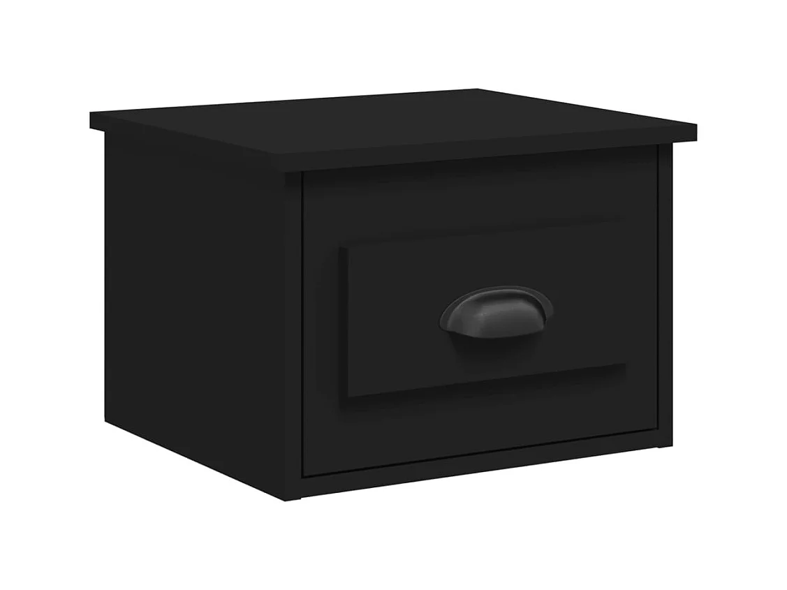 Mesita de noche | Mesilla de noche de pared negro 41,5x36x28 cm