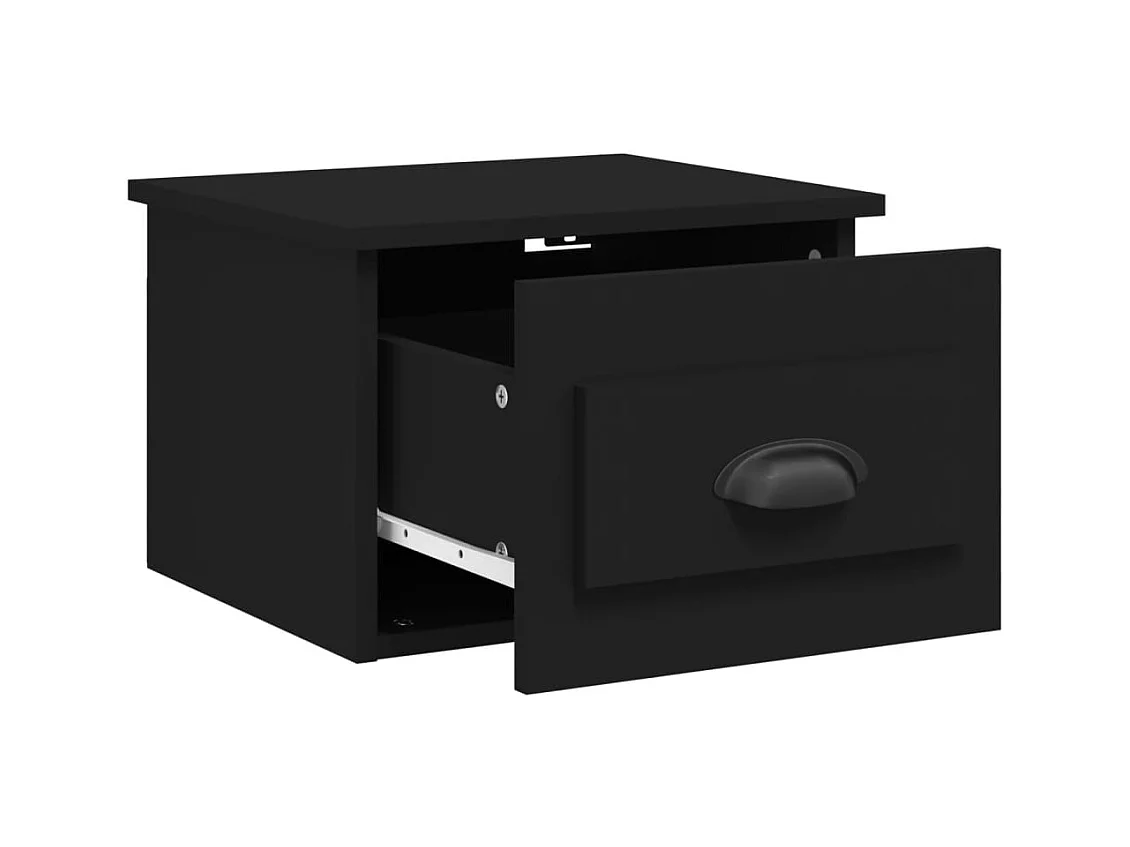 Mesita de noche | Mesilla de noche de pared negro 41,5x36x28 cm