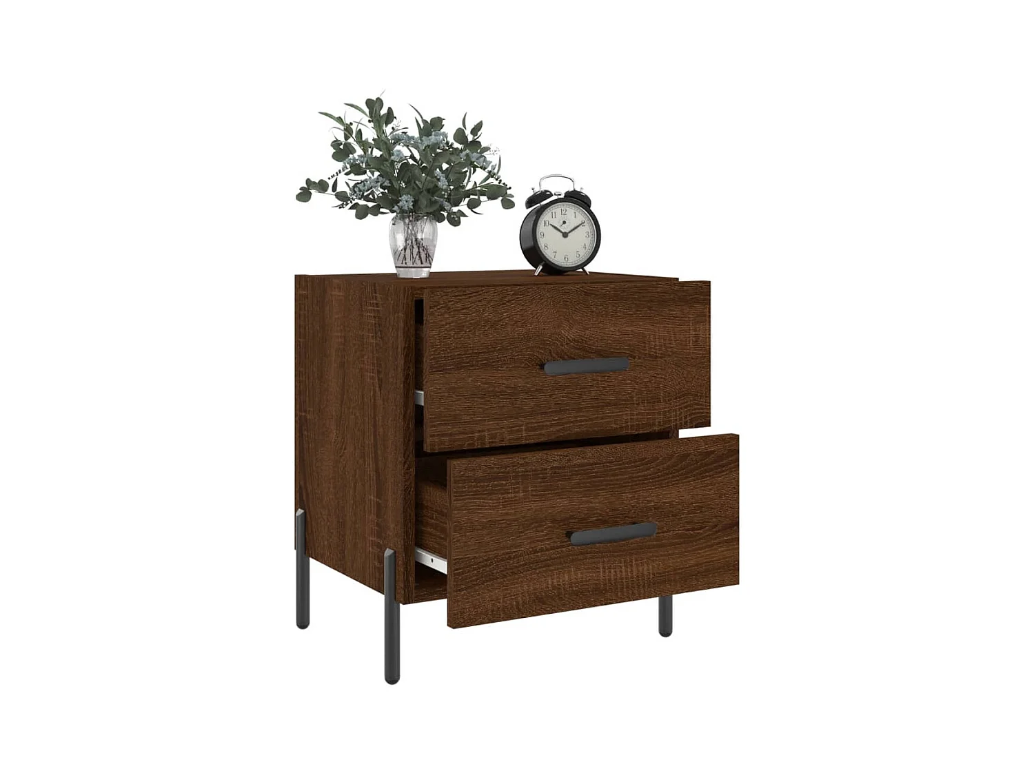 Mesita de noche | Mesilla de noche 2 uds. madera ingeniería marrón roble 40x35x47,5 cm