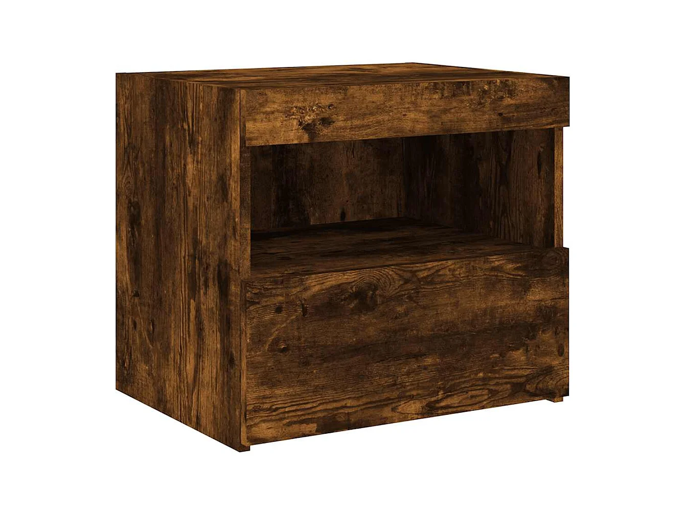 Mesitas de noche | Mesilla de noche con luces LED 2 uds roble ahumado 50x40x45 cm