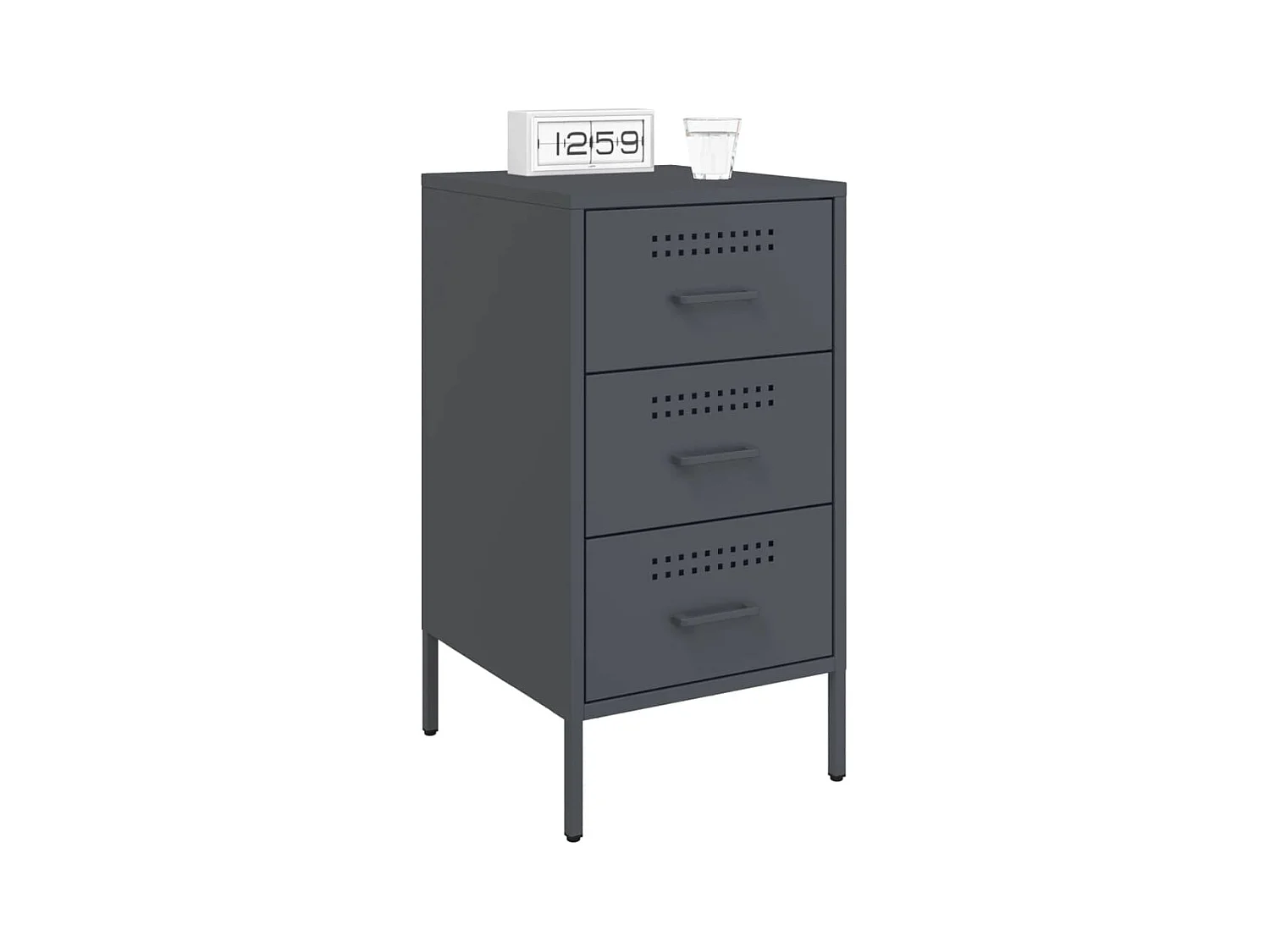 Tables de chevet lot de 2 avec tiroirs anthracite 36x39x68 cm acier