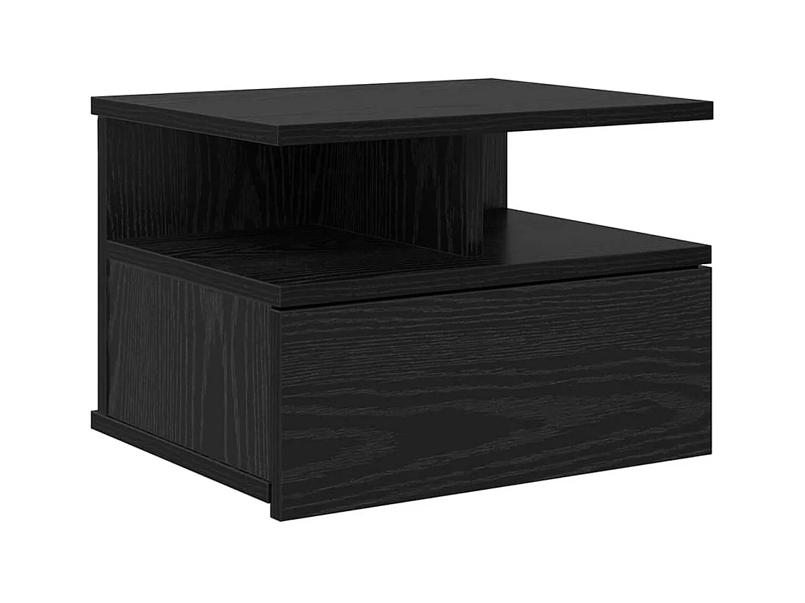 Mesita de noche | Mesa auxiliar Flotante con cajón Roble negro 40x31x27 cm