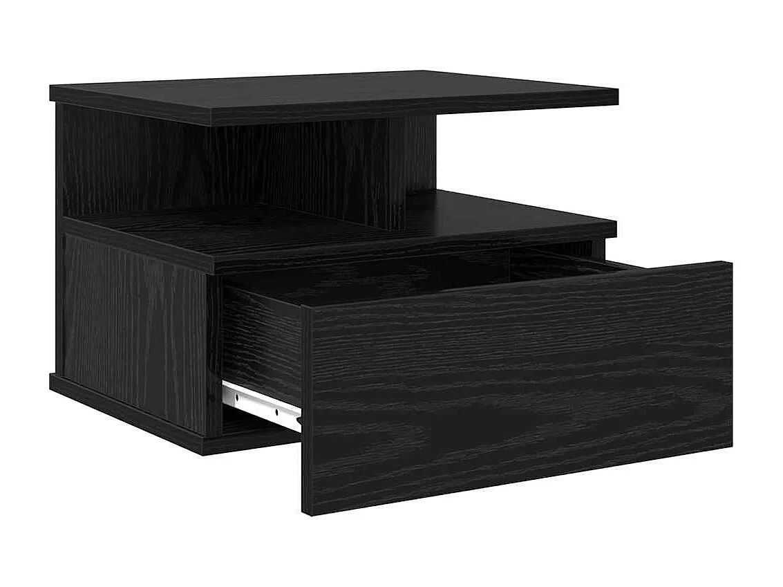 Mesita de noche | Mesa auxiliar Flotante con cajón Roble negro 40x31x27 cm