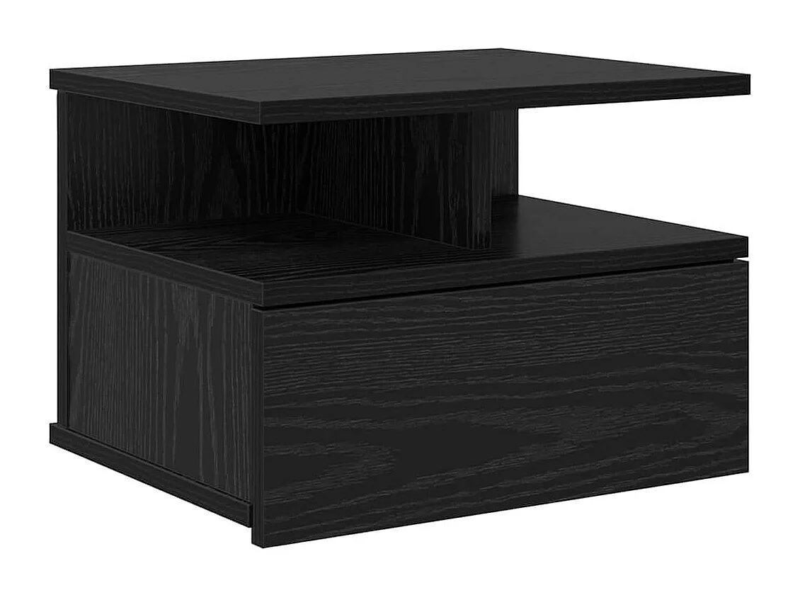 Mesita de noche | Mesa auxiliar Flotante con cajón Roble negro 40x31x27 cm