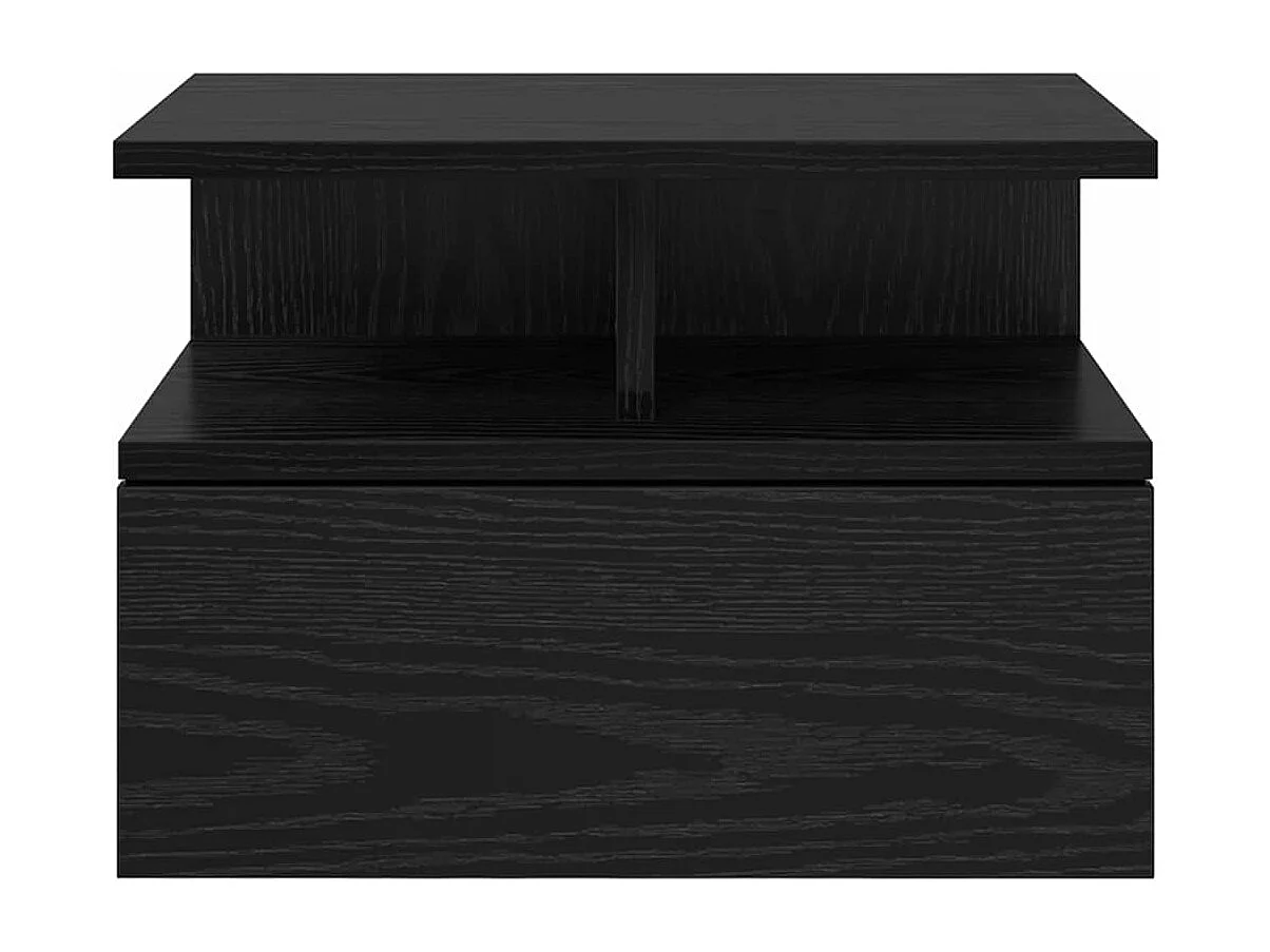 Mesita de noche | Mesa auxiliar Flotante con cajón Roble negro 40x31x27 cm
