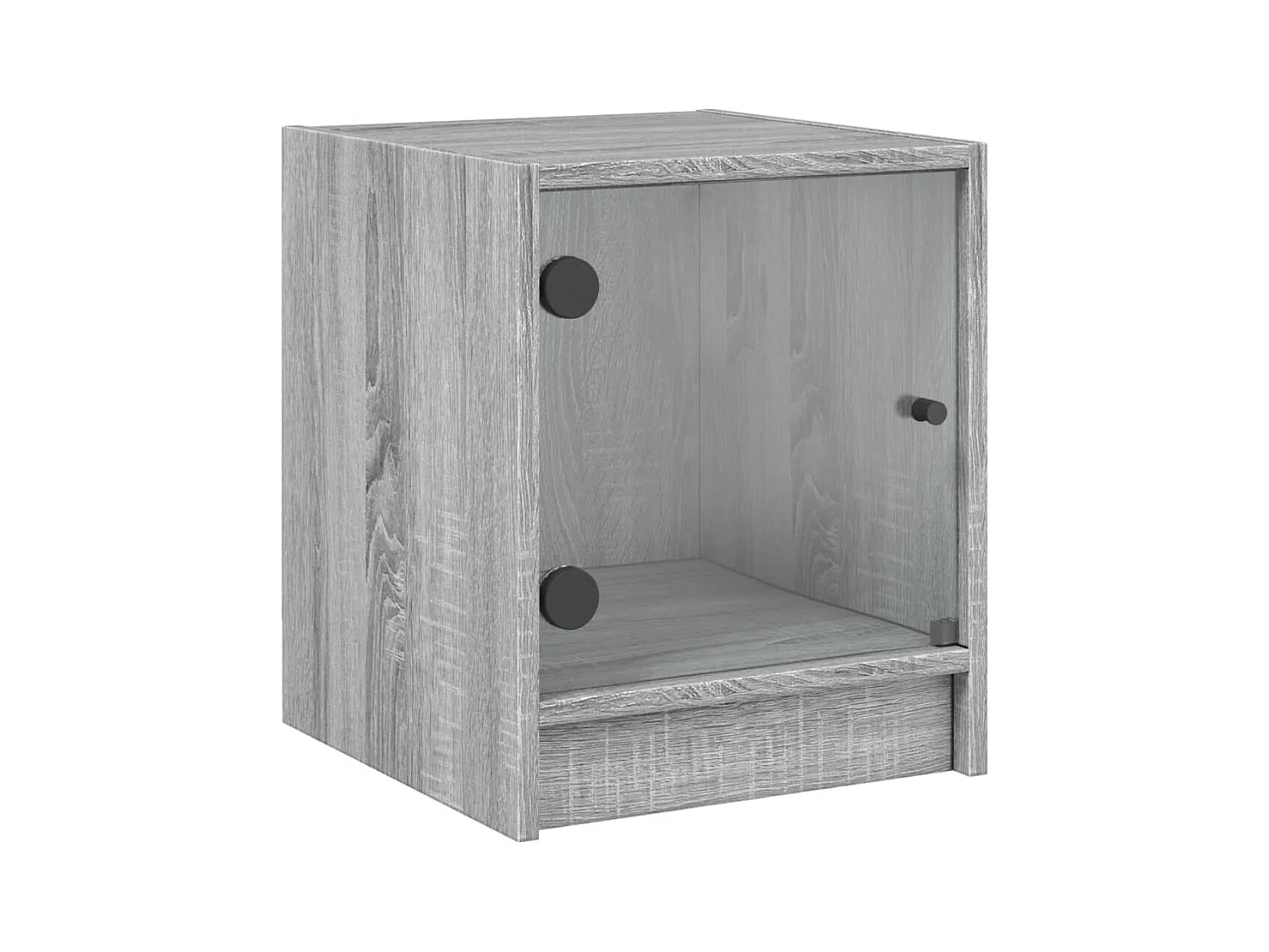 Mesita de noche | Mesilla de noche con puerta de vidrio gris Sonoma 35x37x42 cm