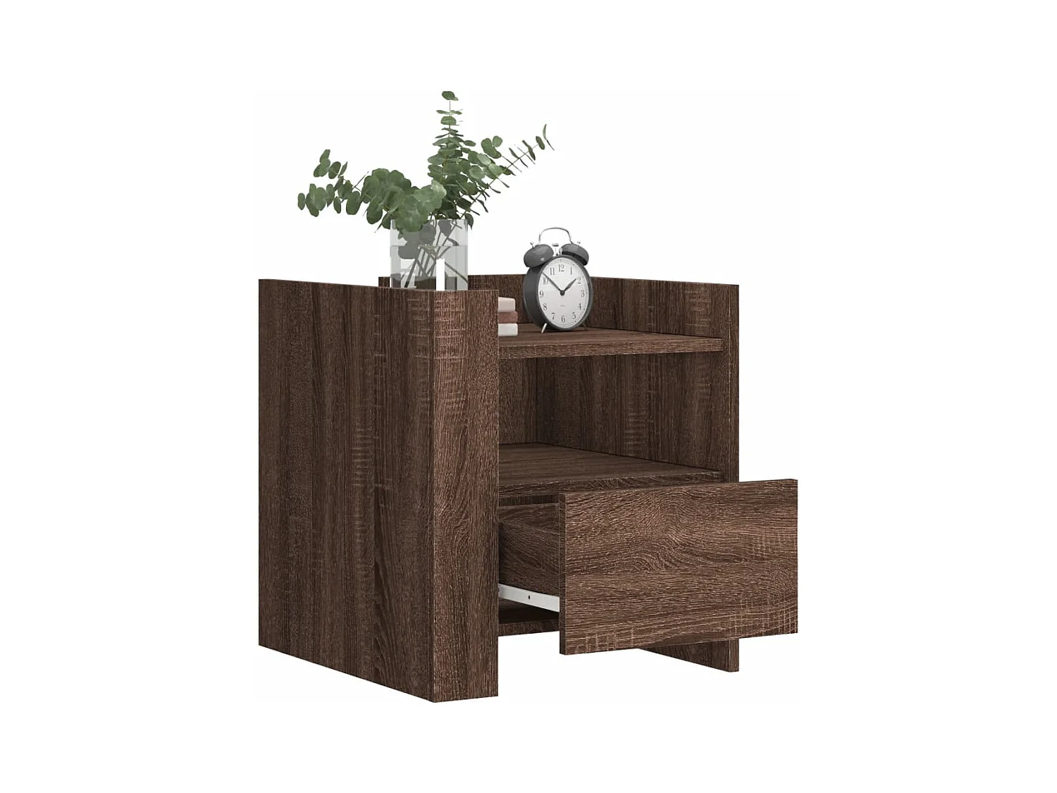 Table de chevet-Table d'appoint Compartiments ouverts chêne marron 45x50x50 cm bois d’ingénierie