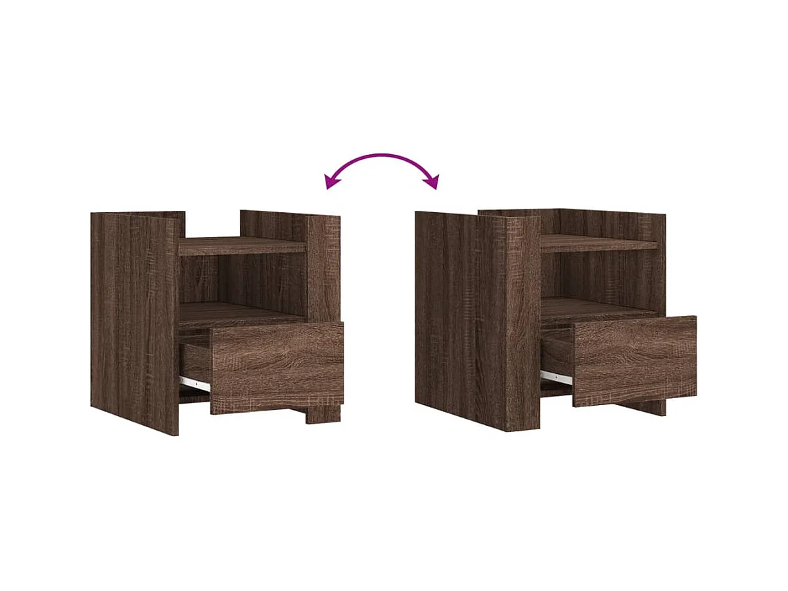 Table de chevet-Table d'appoint Compartiments ouverts chêne marron 45x50x50 cm bois d’ingénierie