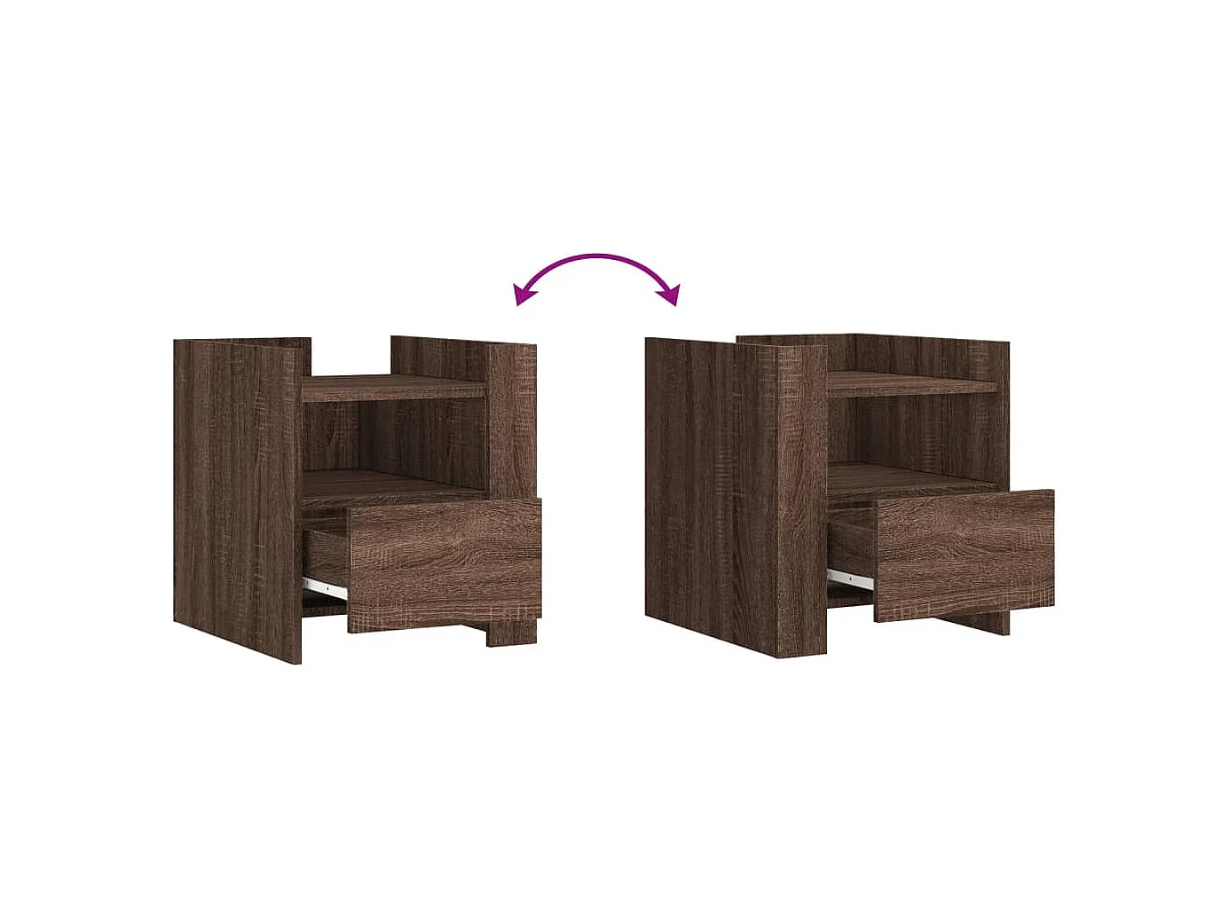 Mesita de noche | Mesilla de noche madera de ingeniería roble marrón 45x50x50 cm