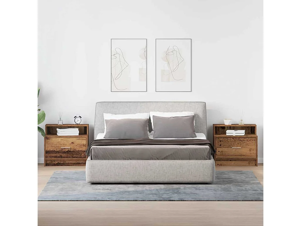 Nachttische mit Schubladen 2 Stk. Altholz-Optik 51x31x47 cm SHL98440