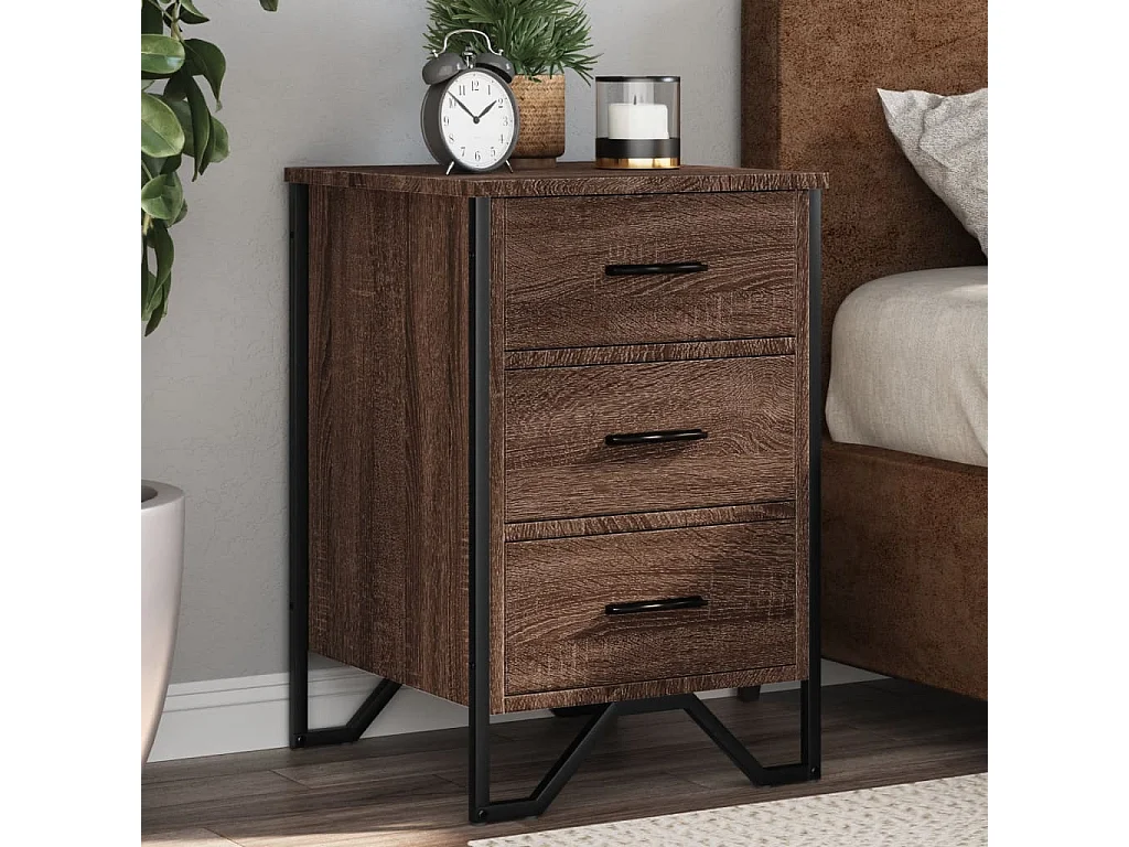 Nachttisch-Beistelltisch Braun Eichen-Optik 40x41x60 cm Holzwerkstoff SHL11493