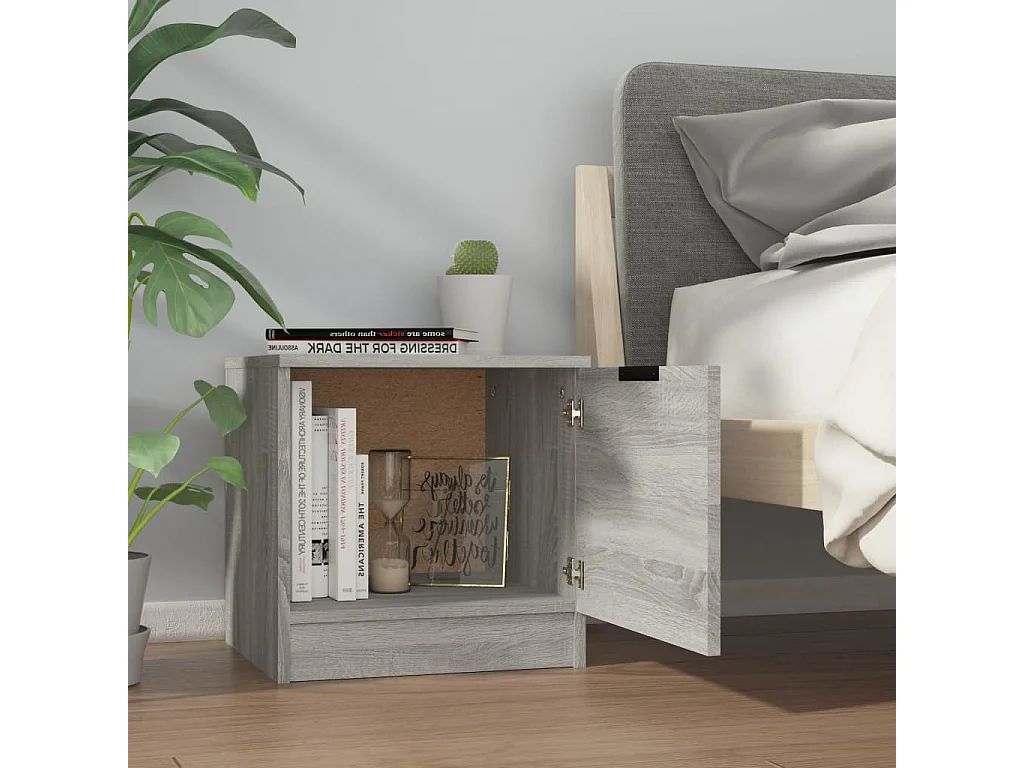 Nachttisch 2er Set-Beistelltisch-Nachttischkommode Grau Sonoma 40x39x40 cm SHL41807
