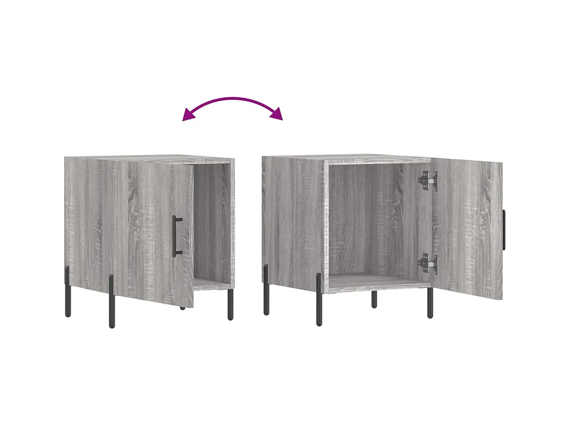 Mesa de Cabeceira Moderna 2 peças 40x40x50 cm madeira processada cinza sonoma