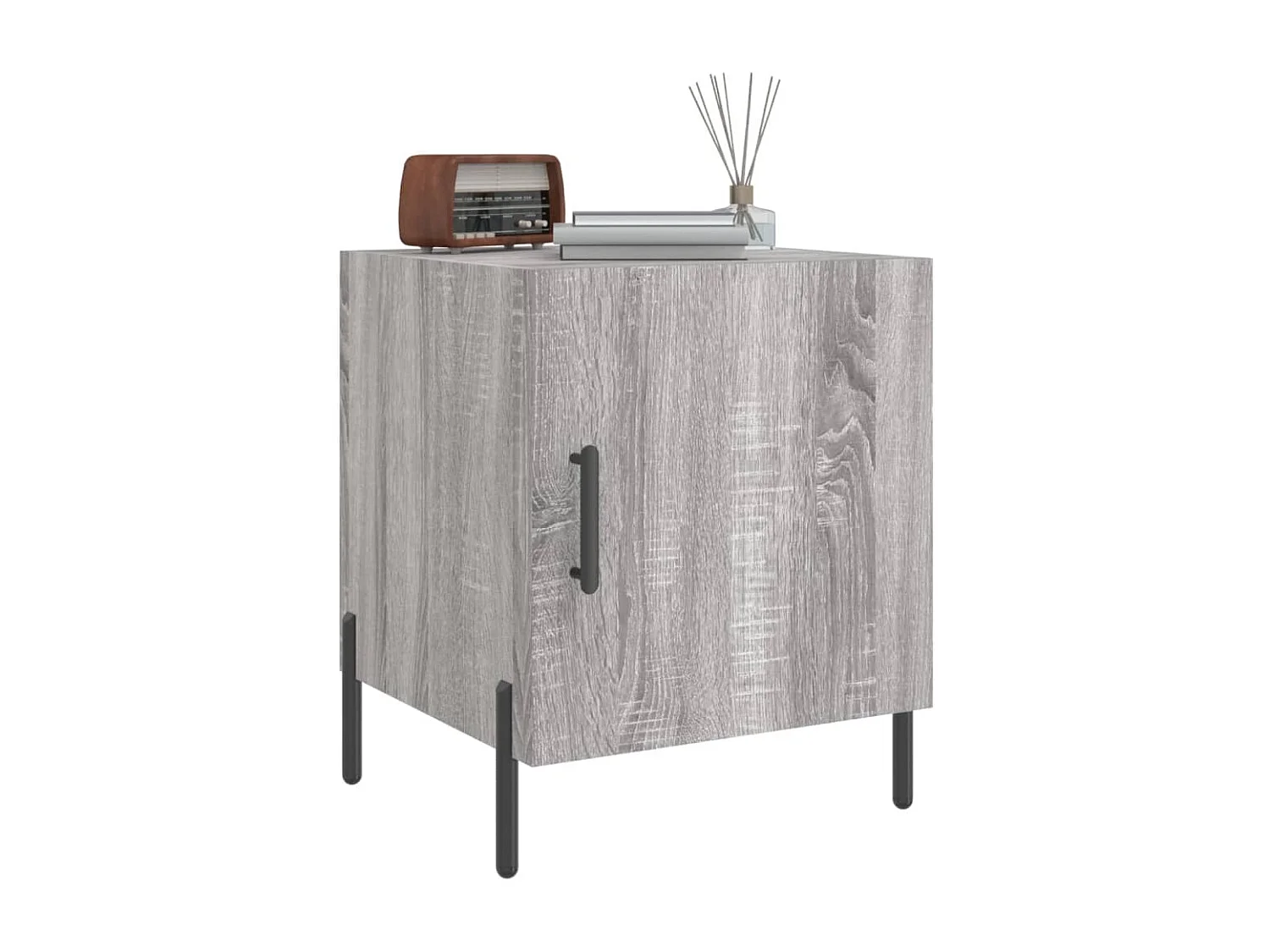 Nachttisch 2er Set-Beistelltisch-Nachttischkommode Grau Sonoma 40x40x50 cm Holzwerkstoff SHL42737