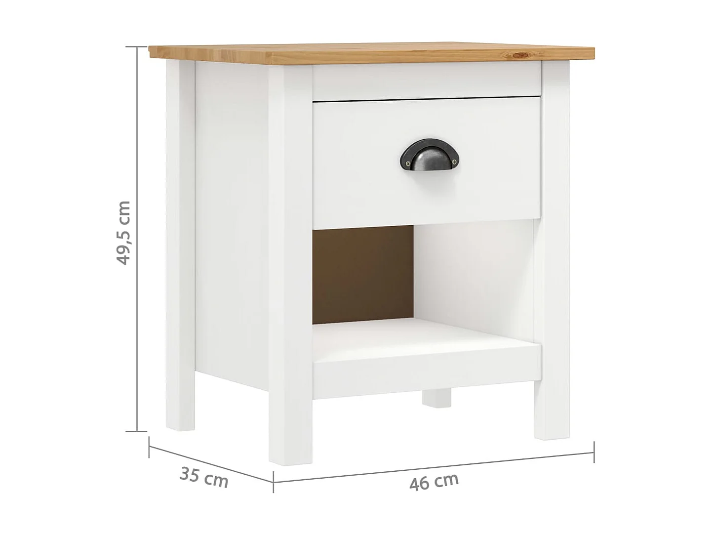 Nachttisch 2er Set-Beistelltisch-Nachttischkommode Hill 46x35x49,5 cm Massivholz Kiefer SHL20705