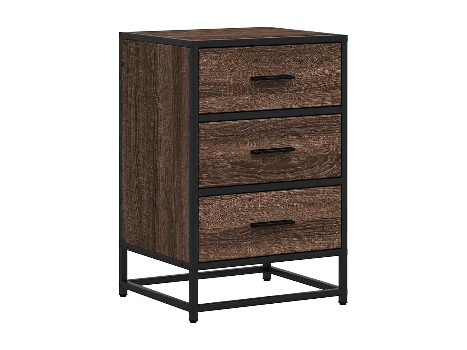 Nachttisch-Beistelltisch Braun Eichen-Optik 40x34,5x60cm Holzwerkstoff Metall SHL59022