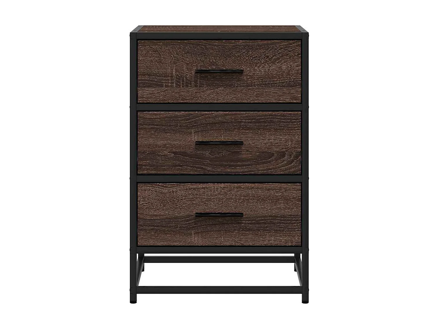 Nachttisch-Beistelltisch Braun Eichen-Optik 40x34,5x60cm Holzwerkstoff Metall SHL59022