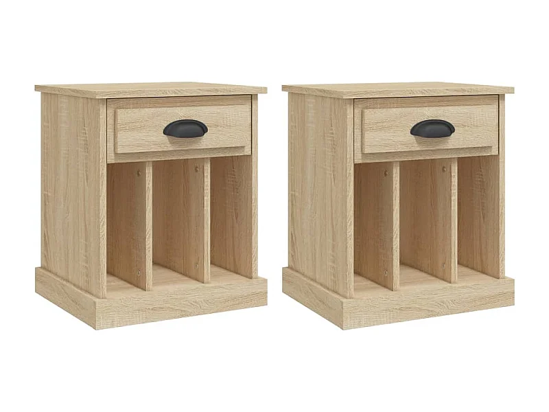 Lot de 2 Tables de chevet avec compartiments ouverts chêne sonoma 43x36x50 cm