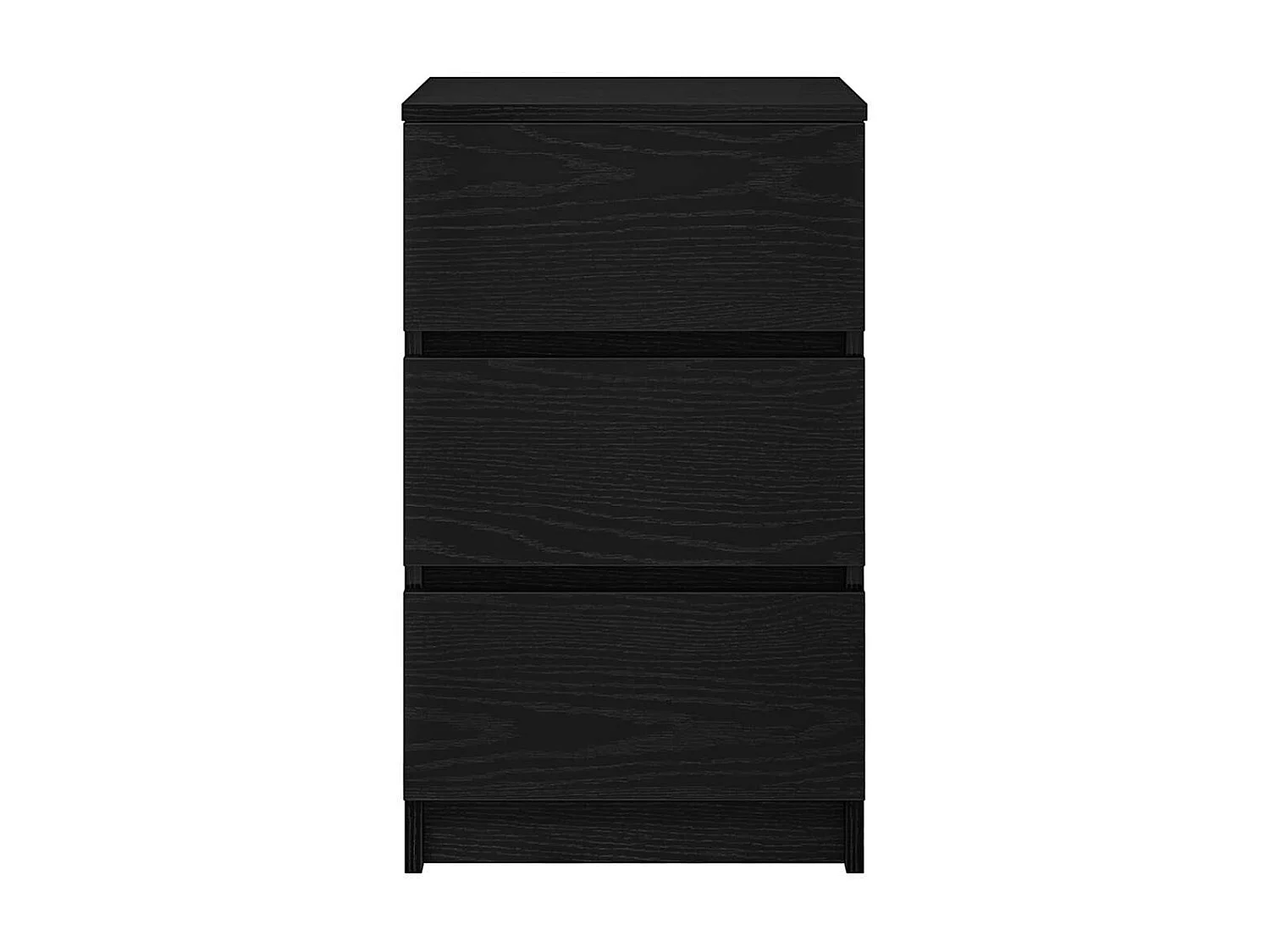 Pack 2 uds Mesilla de noche | Mesitas de noche con 3 cajones Negro 39x35x65 cm