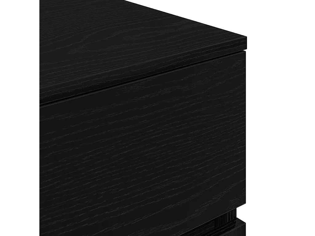 Pack 2 uds Mesilla de noche | Mesitas de noche con 3 cajones Negro 39x35x65 cm