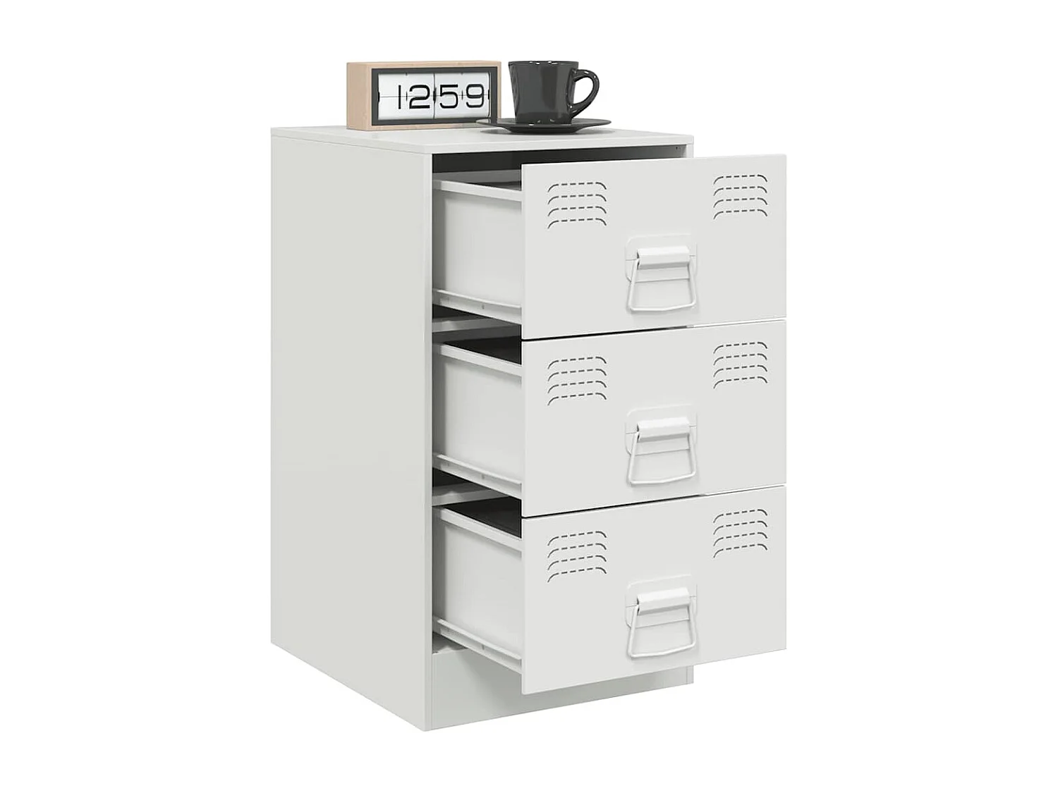 Nachttisch 2er Set-Beistelltisch-Nachttischkommode Weiß 34,5x39x62 cm Stahl SHL36434