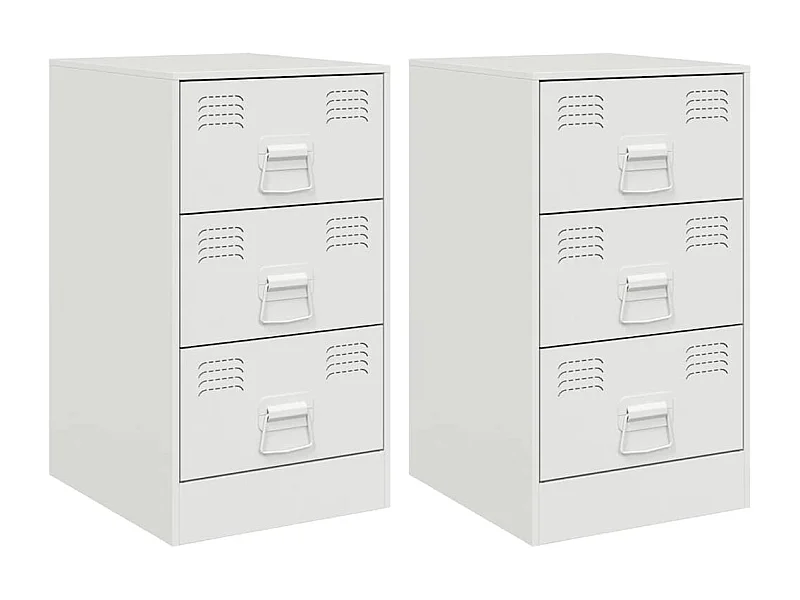 Nachttisch 2er Set-Beistelltisch-Nachttischkommode Weiß 34,5x39x62 cm Stahl SHL36434