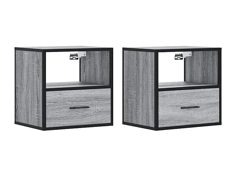 Mesitas de noche | Mesilla de noche de pared 2 unidades gris sonoma 40x31x39,5 cm