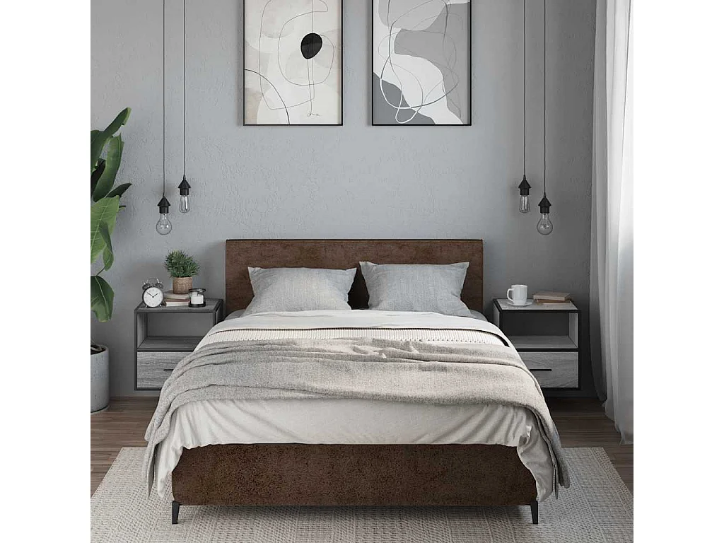 Tables de chevet flottantes Lot de 2 avec rangement sonoma gris 40x31x39,5 cm