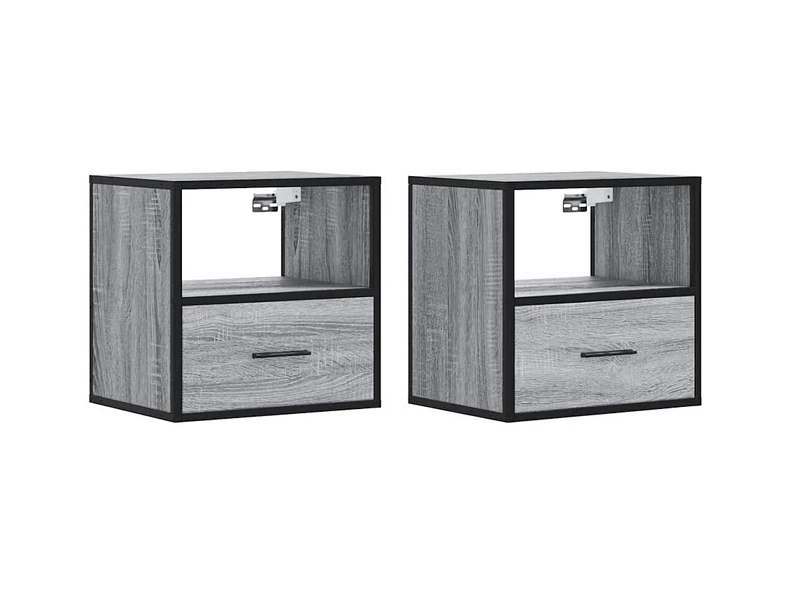 Mesitas de noche | Mesilla de noche de pared 2 unidades gris sonoma 40x31x39,5 cm