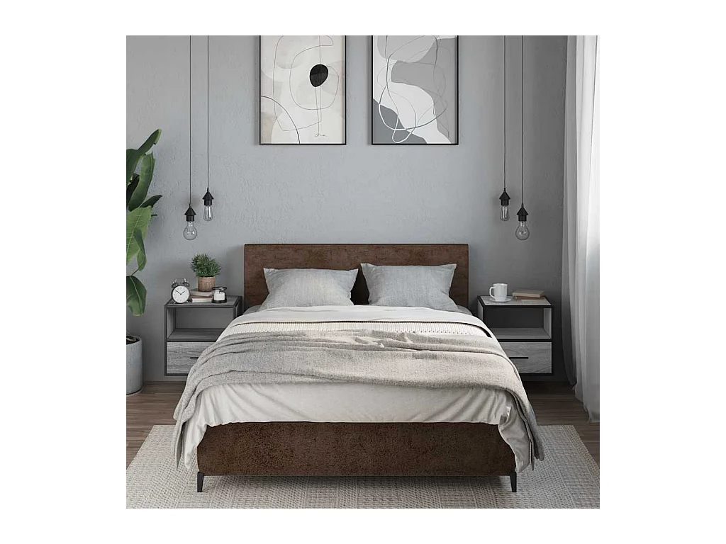 Mesitas de noche | Mesilla de noche de pared 2 unidades gris sonoma 40x31x39,5 cm