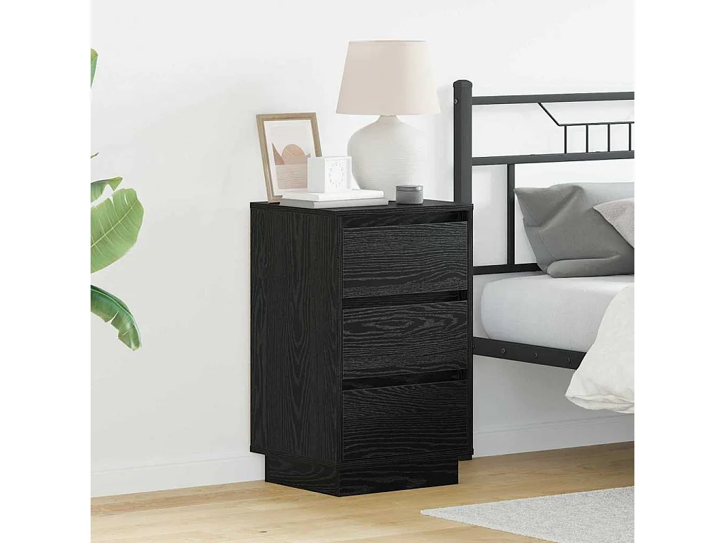 Table de chevet-Table d'appoint avec Noir 39x34,5x65 cm Bois d'ingénierie