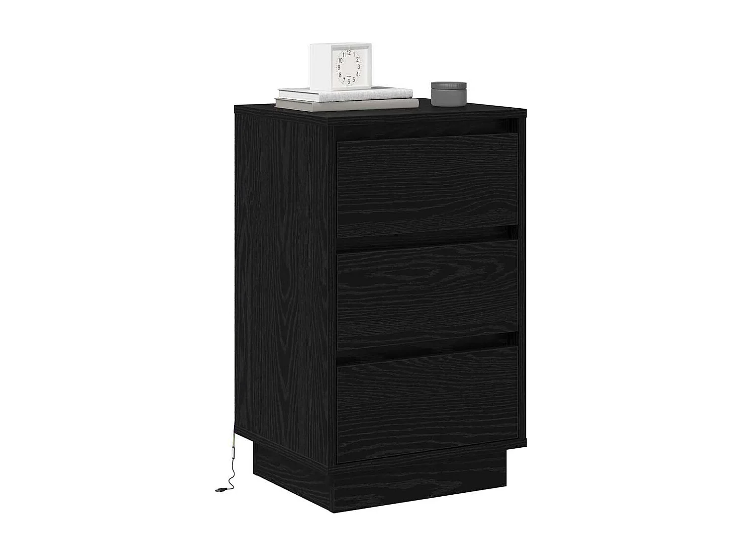 Mesita de Noche | Armario de Noche Negro 39x34.5x65 cm Madera contrachapada