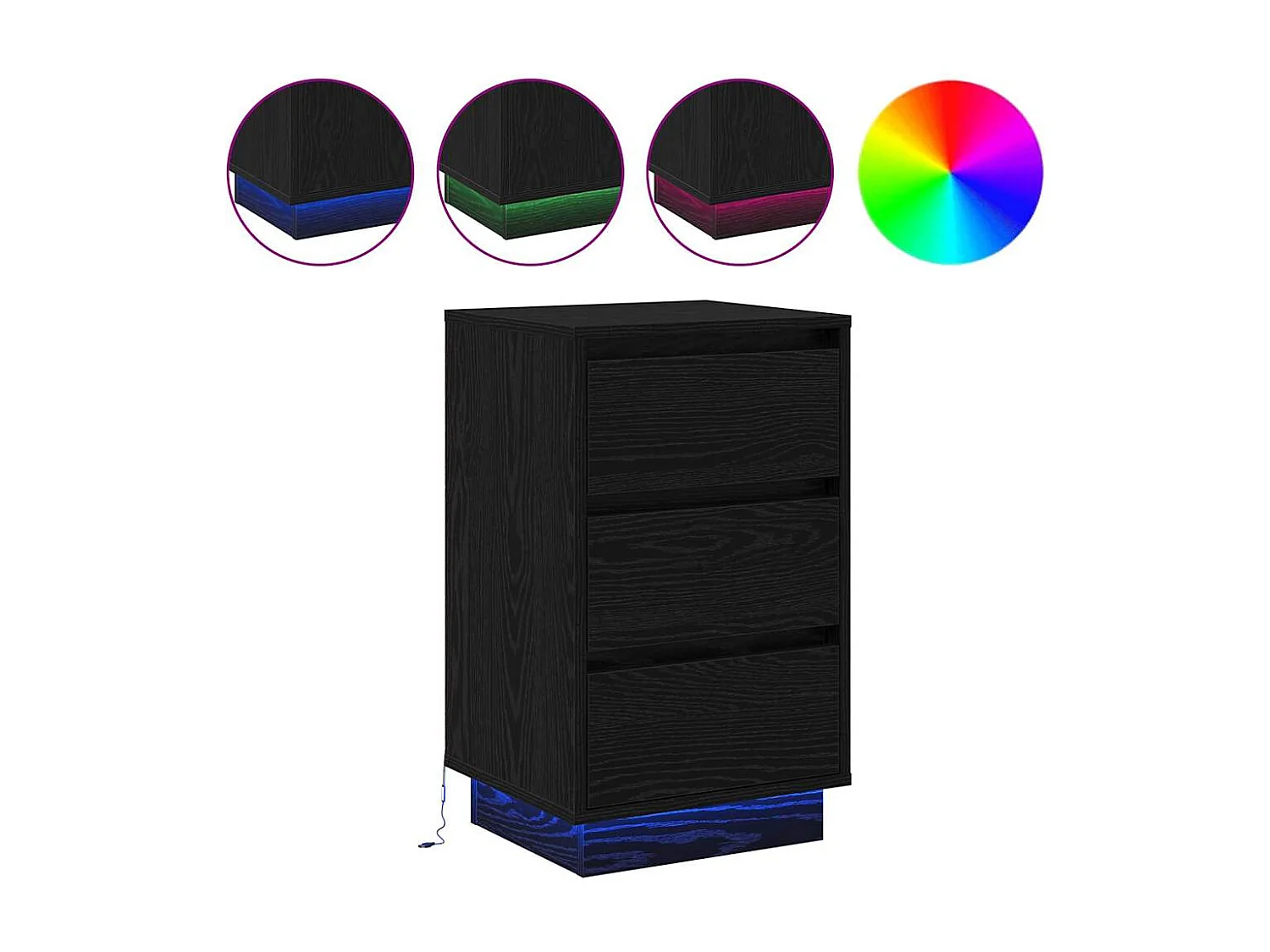 Nachttisch-Beistelltisch Schwarz Eichen-Optik 39 x 34,5 x 65 cm Holzwerkstoff SHL57757