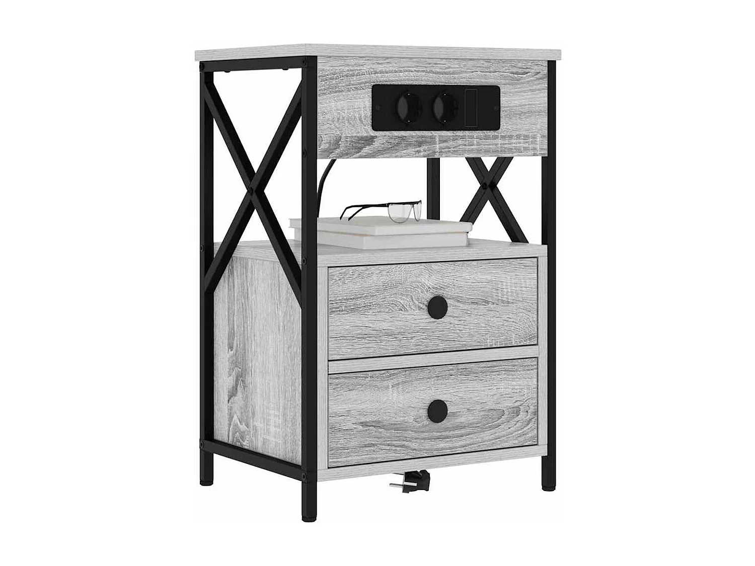 Nachttisch 2er Set-Beistelltisch Graues Sonoma 40 x 31 x 60 cm Holzwerkstoff SHL43725