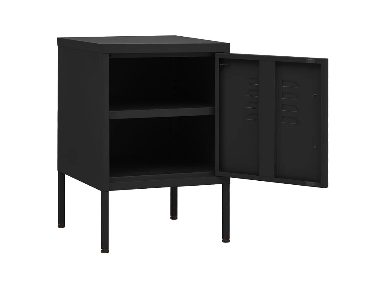 Mesita de noche | Mesilla de noche acero negro 35x35x51 cm