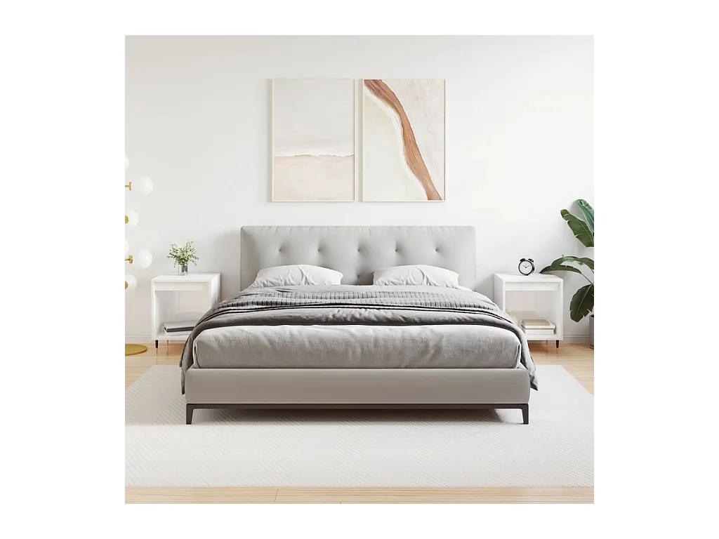 Lot de 2 Tables de chevet avec Compartiments ouverts blanc brillant 40x35x50 cm