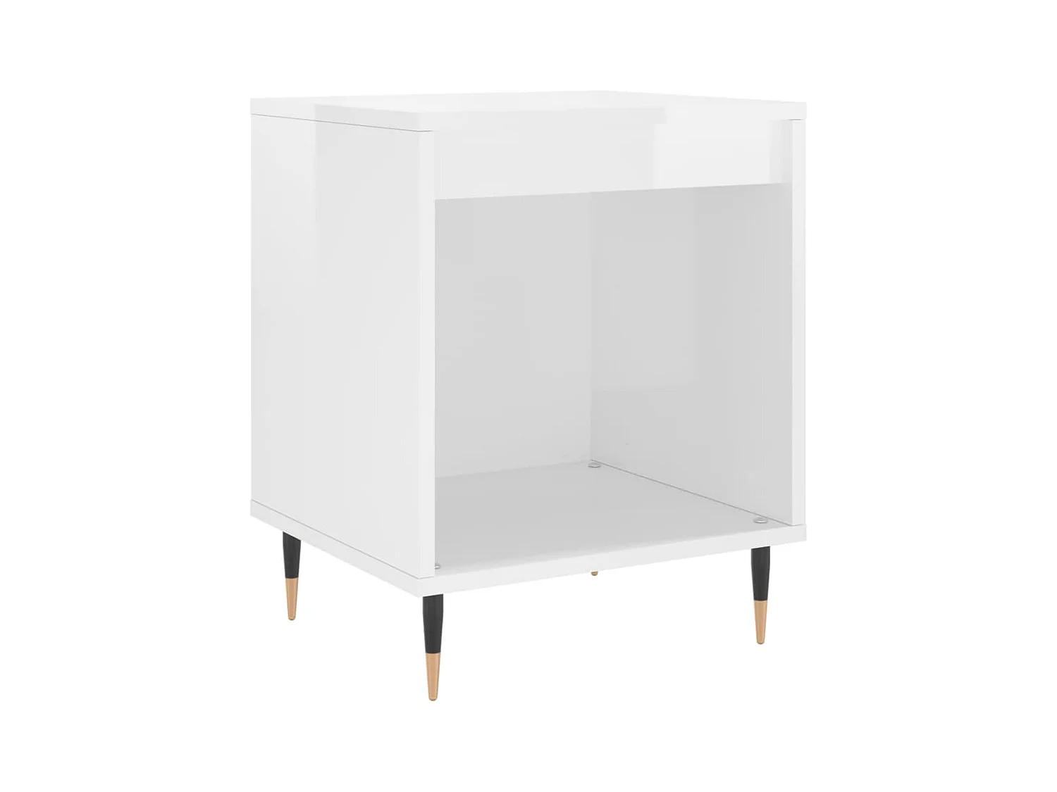 Pack de 2 Mesitas de noche | Mesilla de noche madera ingeniería blanco brillo 40x35x50 cm