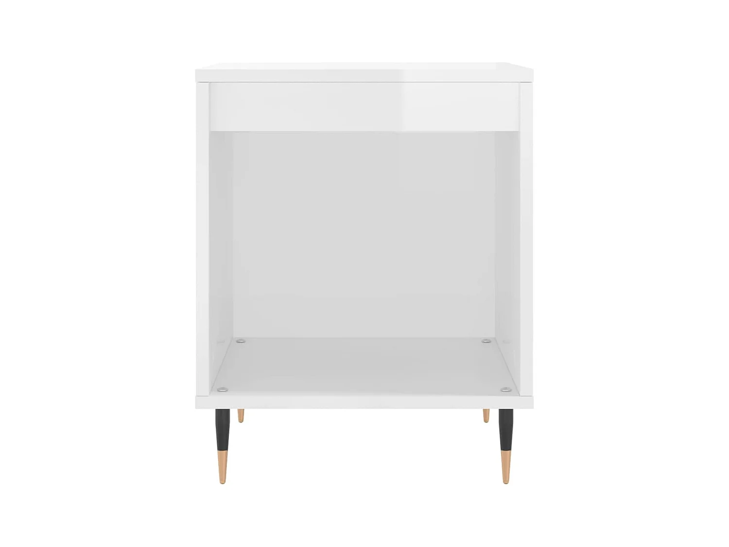 Pack de 2 Mesitas de noche | Mesilla de noche madera ingeniería blanco brillo 40x35x50 cm