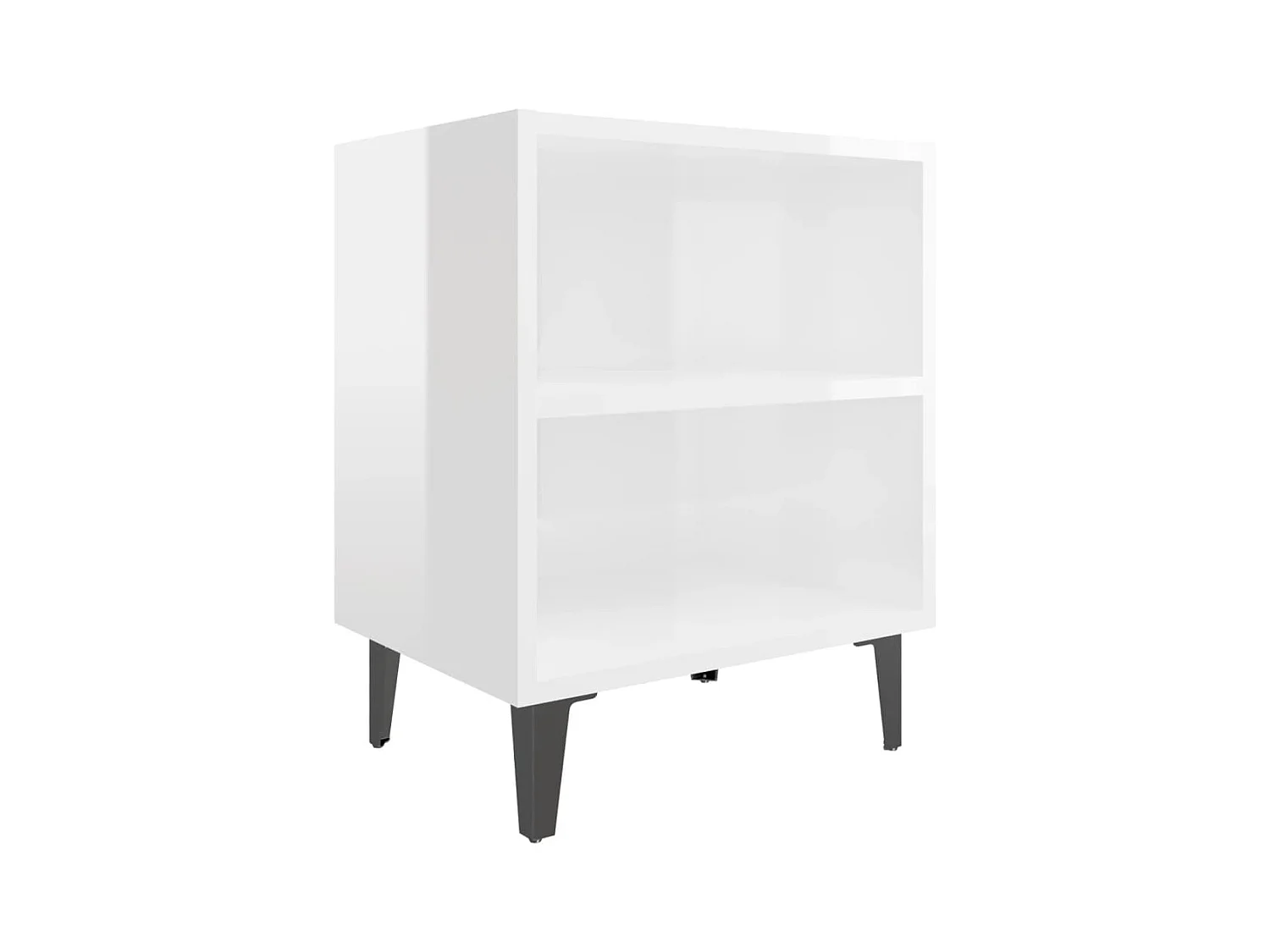 Mesita de noche | Mesilla de noche con patas de metal blanco brillo 40x30x50 cm