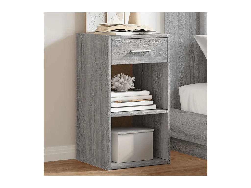 Mesitas de noche | Mesilla de noche 2 uds madera ingeniería gris Sonoma 35x34x65 cm