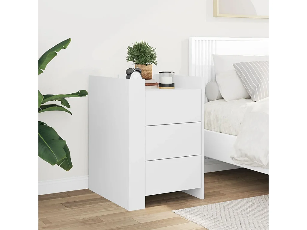 Nachttisch-Beistelltisch-Nachtschrank Weiß 45x50x65 cm Holzwerkstoff SHL5575