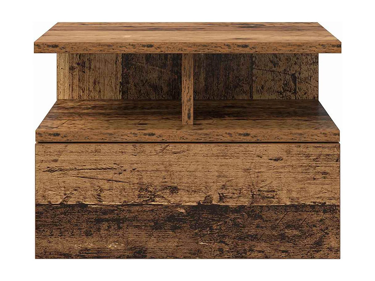 Mesita de noche | Mesa auxiliar Flotante con cajón 2 uds. Madera vieja 40x31x27 cm