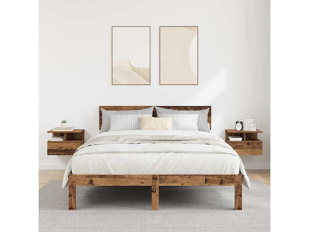 Nachttisch hängend-Schwebender Nachttisch 2 pcs Altholz 40 x 31 x 27 cm SHL8728